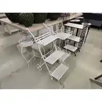 Three Hands White Metal 3-Shelf Plant Stand Cart