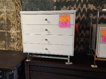 Universal Paradox White & Chrome 2-Drawer Nightstand with Chrome Base