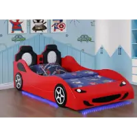 Coaster Red Cruiser Race Car Twin Bed with LED Underglow