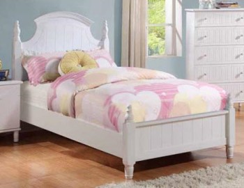 Coaster White Twin Bed with Wainscoating Accents
