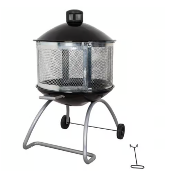 28-Inch Porcelain & Steel Round Wood Fire Pit