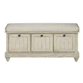 Homelegance Distressed White Woodwell Storage Bench