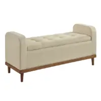 Homelegance Beige Danish Modern Upholstered Storage Bench
