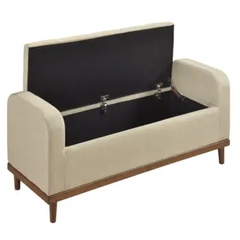 Homelegance Beige Danish Modern Upholstered Storage Bench