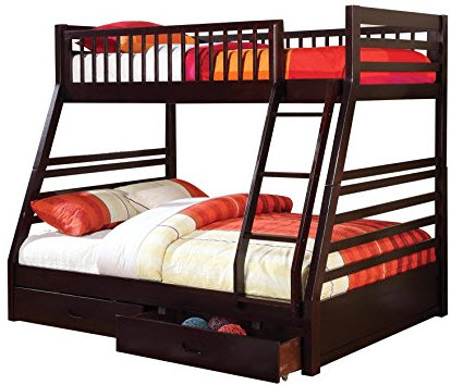 Coaster Cappuccino Finish Twin Over Full Bunk Bed with Storage Drawers