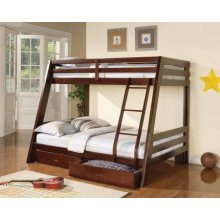 Coaster Cappuccino Finish Twin Over Full Bunk Bed with Storage Drawers