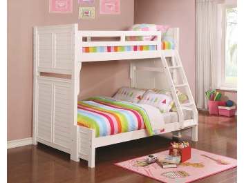 Coaster White Twin Over Full Bunk Bed with Louvered Accents