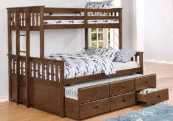 Coaster Atkin Espresso Finish Mission Style Twin Over Full Bunk Bed with Trundle & Storage