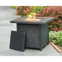 30-Inch Square Steel Fire Pit with Slate-Tile-Look Accents