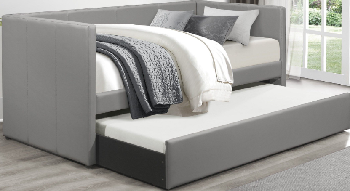 Homelegance Adra Grey Faux Leather Daybed with Trundle 