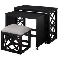 Homelegance Black Desk Set/Vanity with Stool (set of 3)