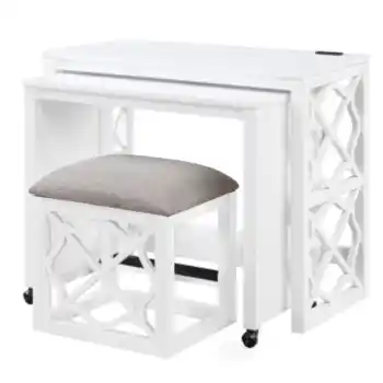 Homelegance White Desk Set/Vanity with Stool (set of 3)