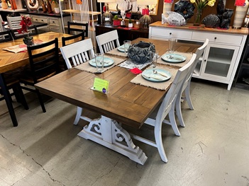 Emerald Hadley Dining Set with Trestle Table & 4 Chairs