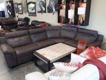 Natuzzi Julius Taupe Italian Leather 4-Piece Power Reclining Sectional with Power Adjustable Headrests