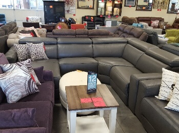 Jason Furniture Nevio Charcoal Leather Power Reclining 4-Piece Sectional with Adjustable Headrests & Left-Hand Chaise
