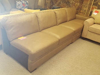 Chateau Dax Taupe Leather 4-Seat One-Arm Sofa