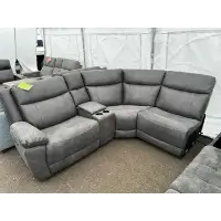 Jason Furniture Zakary Grey Microsuede 4-Piece Power Reclining Sectional with Power Headrests (Unfinished on Right)