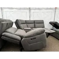 Jason Furniture Zakary Grey Microsuede 4-Piece Power Reclining Sectional with Power Headrests (Unfinished on Right)