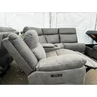 Jason Furniture Zakary Grey Microsuede 4-Piece Power Reclining Sectional with Power Headrests (Unfinished on Right)