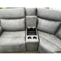Jason Furniture Zakary Grey Microsuede 4-Piece Power Reclining Sectional with Power Headrests (Unfinished on Right)