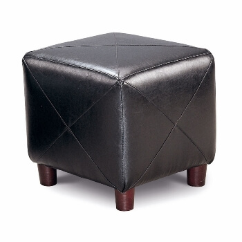 Coaster Black Faux Leather Cube Ottoman