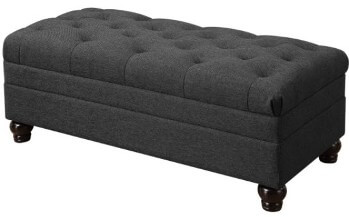 Coaster Charcoal Fabric Bench with Tufted Accents
