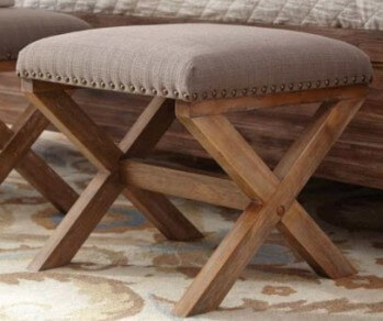 Coaster Beige Tweed Wood-Frame Ottoman