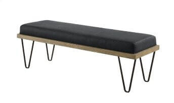 Coaster Scott Living Black Faux Leather Bench with Hairpin Legs