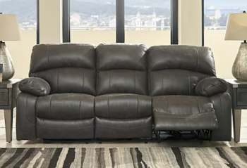 Ashley Durham Charcoal Microsuede Power Reclining Sofa with Power Headrest