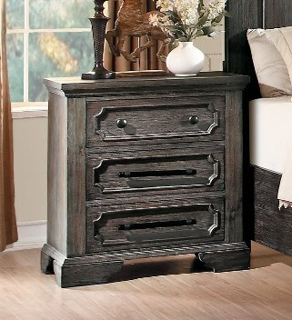 Homelegance Toulon Rustic Hardwood 3-Drawer Nightstand with Long Drawer Pulls