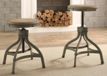 Homelegance Rustic Hardwood & Metal Adjustable-Height Backless Barstool