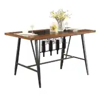 Homelegance Light Cherry Finish & Black Metal Counter-Height Dining Table