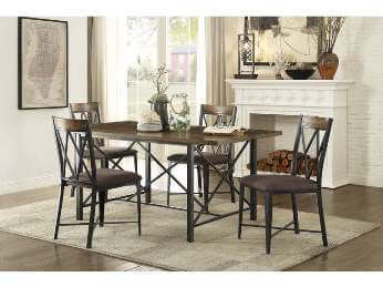 Homelegance Sage Rustic Hardwood & Metal Dining Set with 4 Chairs