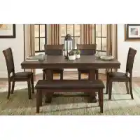 Homelegance Wieland Rustic Brown Dining Set with 4 Chairs & 1 Bench