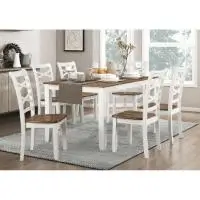 Homelegance White & Hardwood Dining Set with 6 Chairs