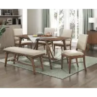 Homelegance Monroe Walnut Finish Dining Set with 4 Chairs & 1 Bench