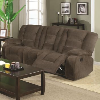 Coaster Charlie Plush Mocha Reclining Sofa