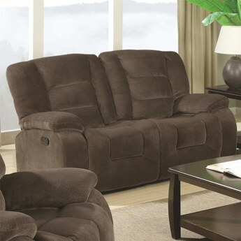 Coaster Charlie Plush Mocha Reclining Loveseat