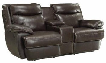Coaster MacPherson Dark Brown Leather Reclining Console Loveseat