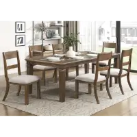 Homelegance Quinn Light Brown Finish Dining Set with 1 Leaf & 6 Chairs
