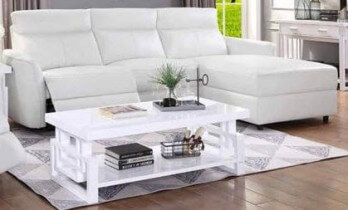 Coaster Cecilia White Faux Leather Power Reclining Sectional with Power Headrests