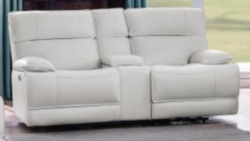 Coaster Stanford White Leather Power Loveseat