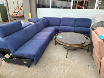Jason Furniture Blue Fabric Power Reclining 6-Piece Armless Sectional with Power Headrests