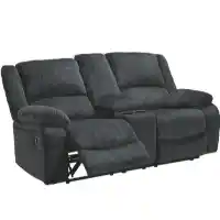 Ashley Drayson Slate Power Fabric Reclining Console Loveseat