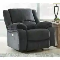 Ashley Drayson Slate Fabric Power Rocker Recliner with USB