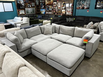 Living Style Lowell Grey Fabric 7-Piece Sectional