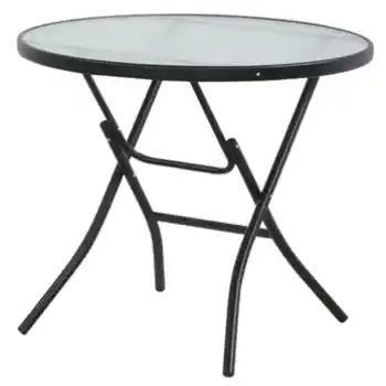 Outdoor Round 32-Inch Folding Bistro Table with Glass Top