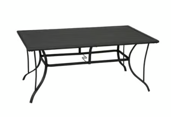 Black Steel Rectangular 65-Inch Outdoor Dining Table