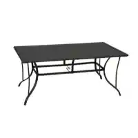 Black Steel Rectangular 65-Inch Outdoor Dining Table
