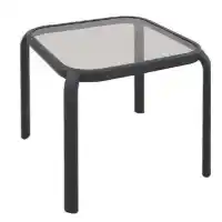 Black Steel Square Outdoor Side Table with Glass Top